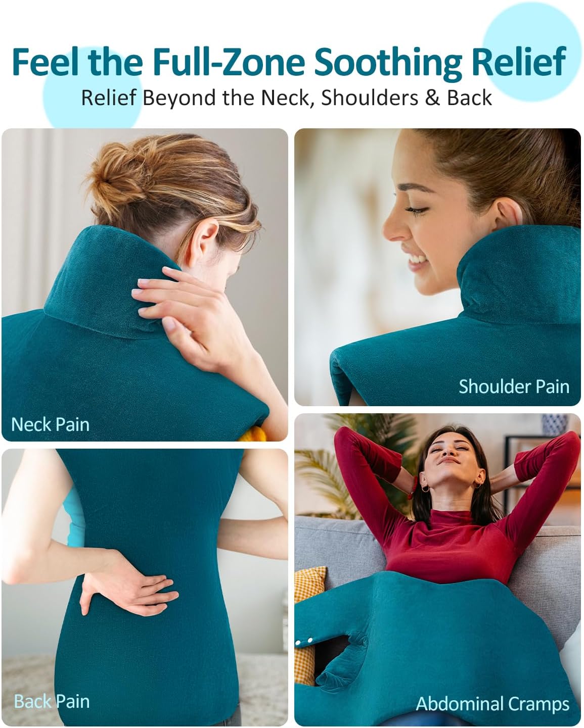 Heating Pad for Back, Valentines Day Gifts for Her, Extra Large Heat Pad for Full Body Relax, Electric Heated Wrap for Neck Shoulders, Anniversary & Birthday Gifts for Women Mom Grandma Sister Wife - Image 3