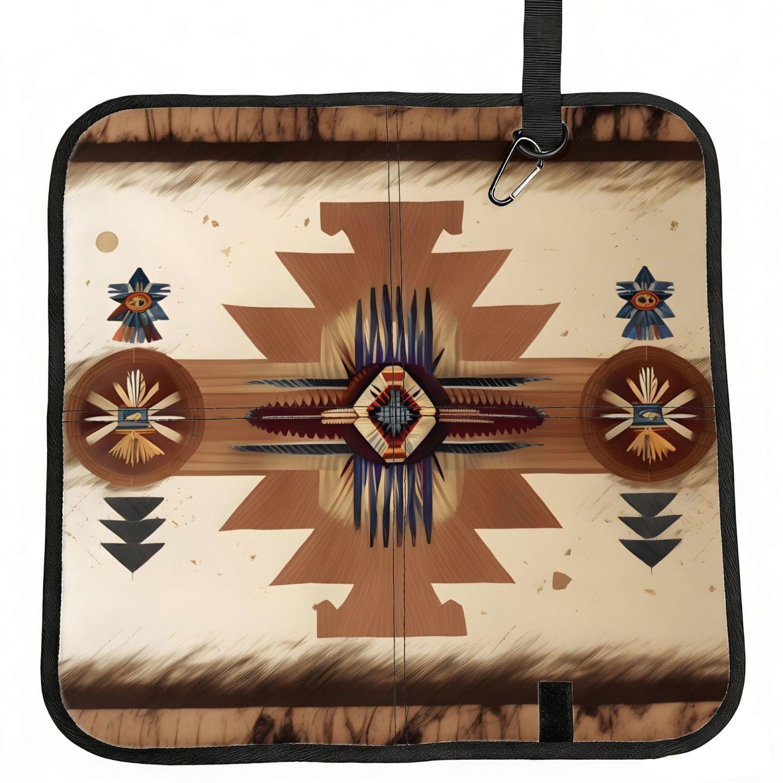 WZYCWB Native American Patterns Foldable Seating Cushion with Carabiner - Stadium Mat for Camping, Hiking and Outdoor Activities