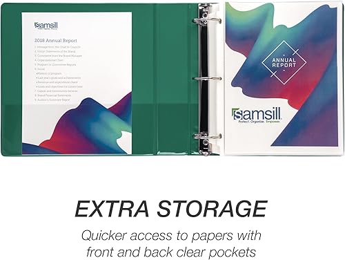 Vista 233 de Samsill (MP128587) - Carpeta de 3 anillos redondos de 3 pulgadas, fabricada en los EE. UU., con cubierta transparente personalizable para insertos