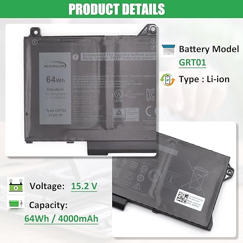 Miniatura 2 de GRT01 - Batería de repuesto para laptop Dell Latitude 14 5421 5431 15 5521 5531 Precision 3470 3561 3571 Alienware m17 R5 AMD Series Notebook 00P3TJ