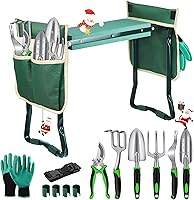 Vista 1 de MENOLY Rodillero y asiento de jardín, taburete plegable con almohadilla para rodillas, banco con 6 herramientas de jardín, bolsas de herramientas