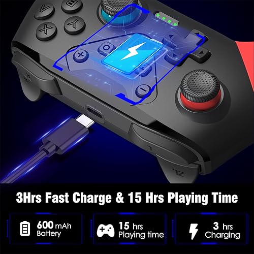 Miniatura 4 de Controlador de interruptor, controlador inalámbrico Switch Pro para SwitchSwitch LiteSwitch OLED, controlador de interruptor adicional con palas