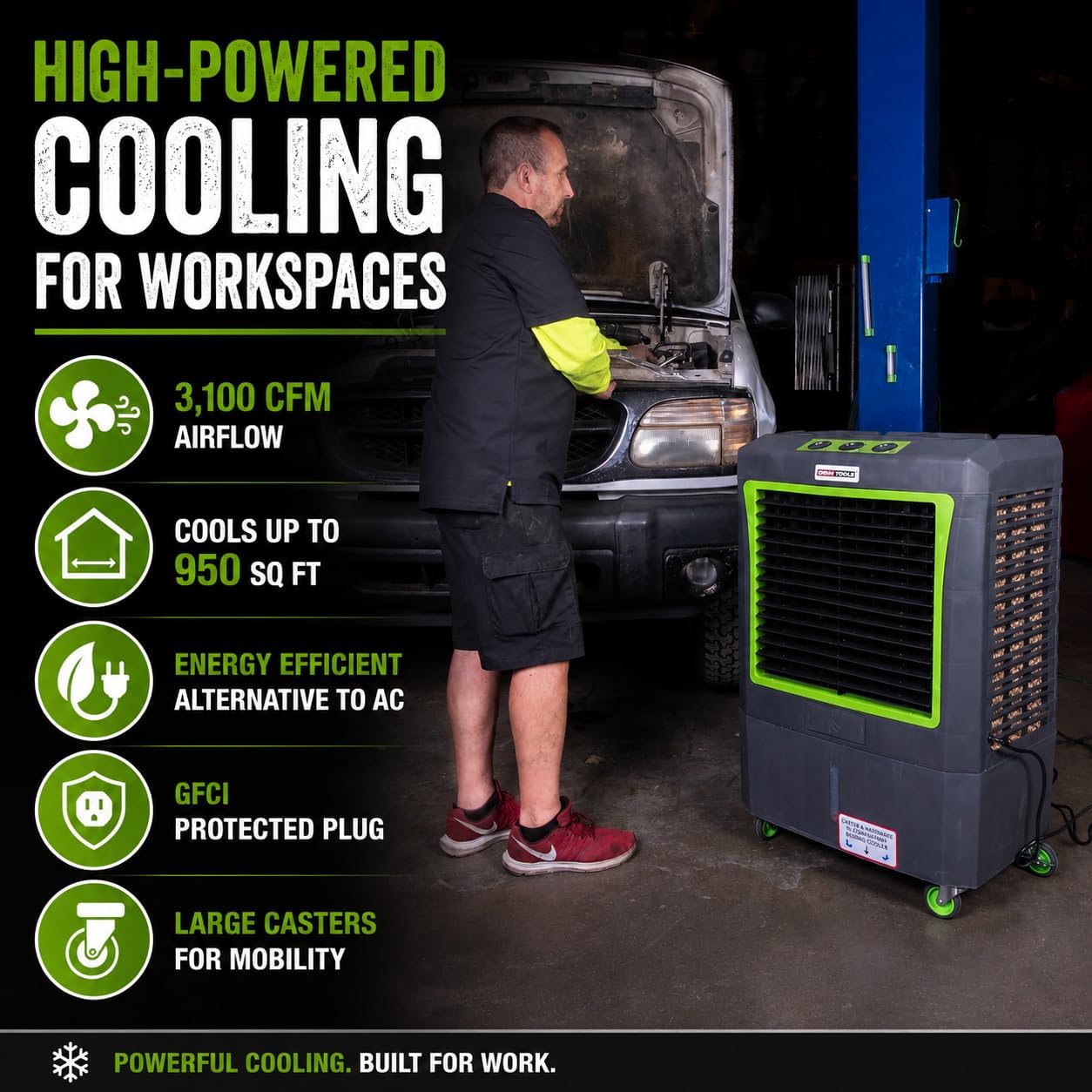 Evaporative Cooler and Liquid Transfer Pump, 3,100 CFM, Handheld Pump
