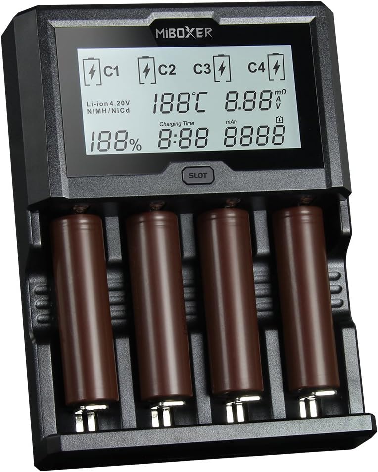 Smart 18650 Battery Charger 12A LCD Screen Universal Rapid Battery Charger Li-ion/IMR/INR 18650 RCR123 Rechargeable Battery Power Bank Function