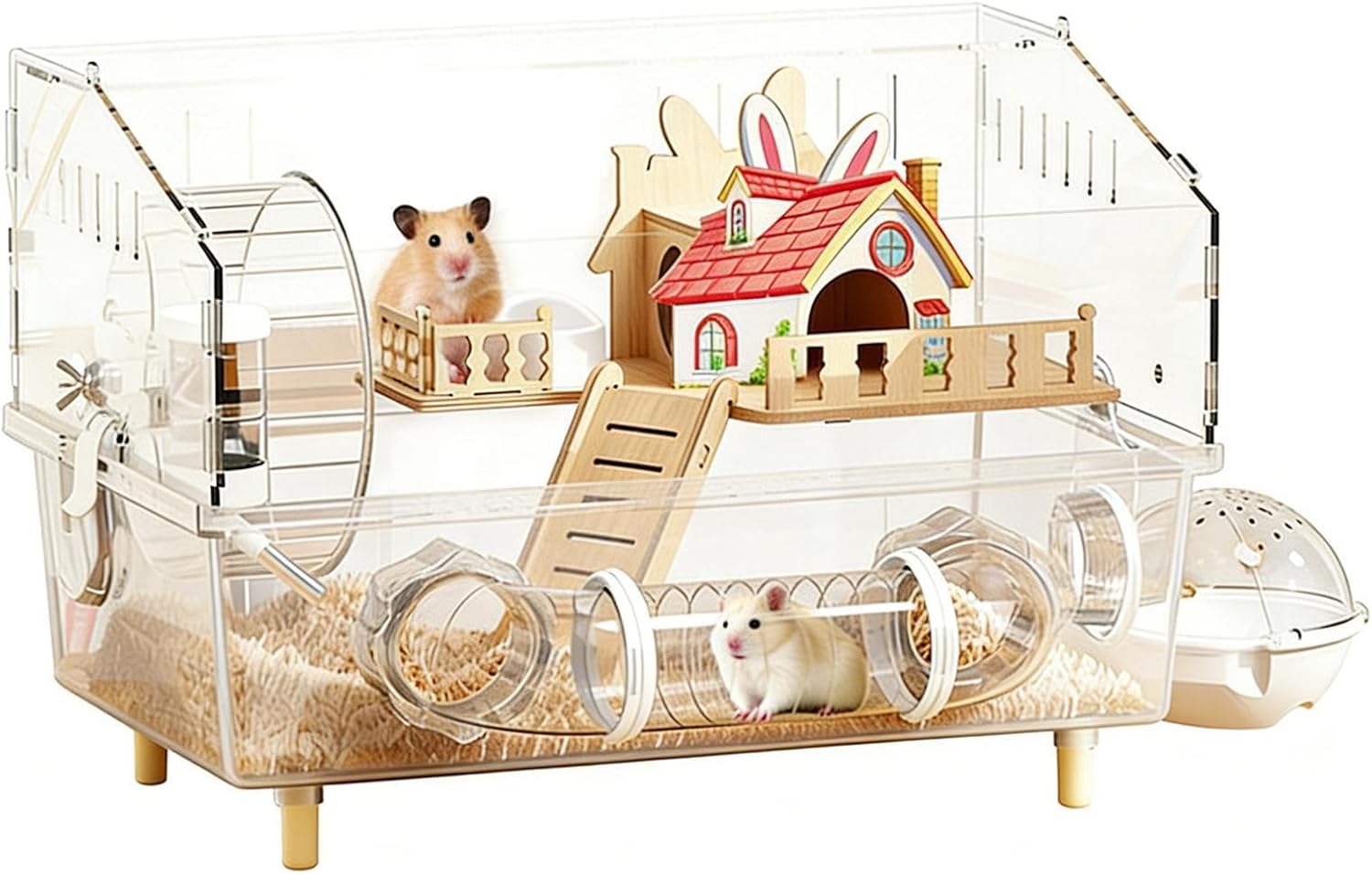 Animal Acrylic Cage, Hamster Hedgehog Habitat, Clear Play House with Simple Assembly Feature, Chinchilla Resting Shelter, Pet Activity Enclosure with Quick Setup, House Use for Indoor Outdoors