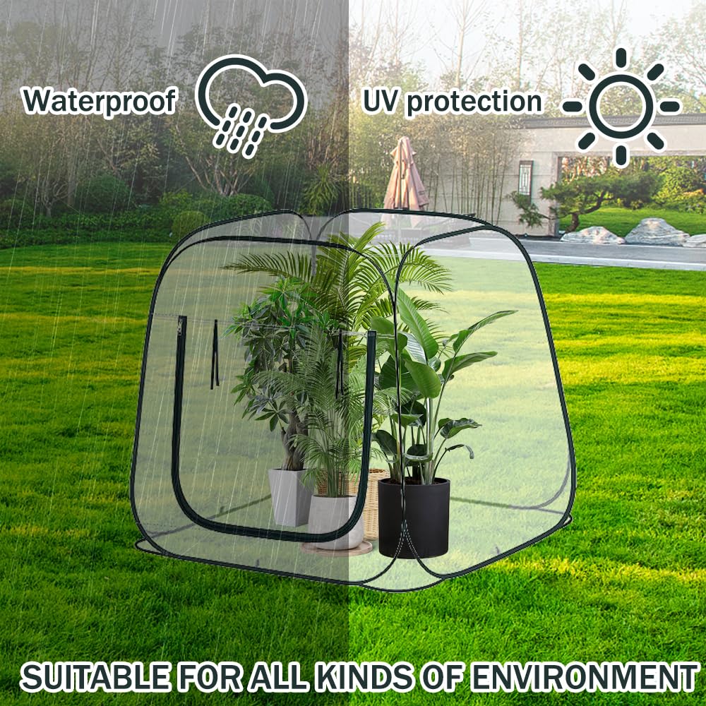 Pop-Up-Gewächshaus, XL, 94x94x122 Cm, Mit PE-Netzabdeckung, Begehbar, Für Garten & Drinnen, Inkl. Erdspieße