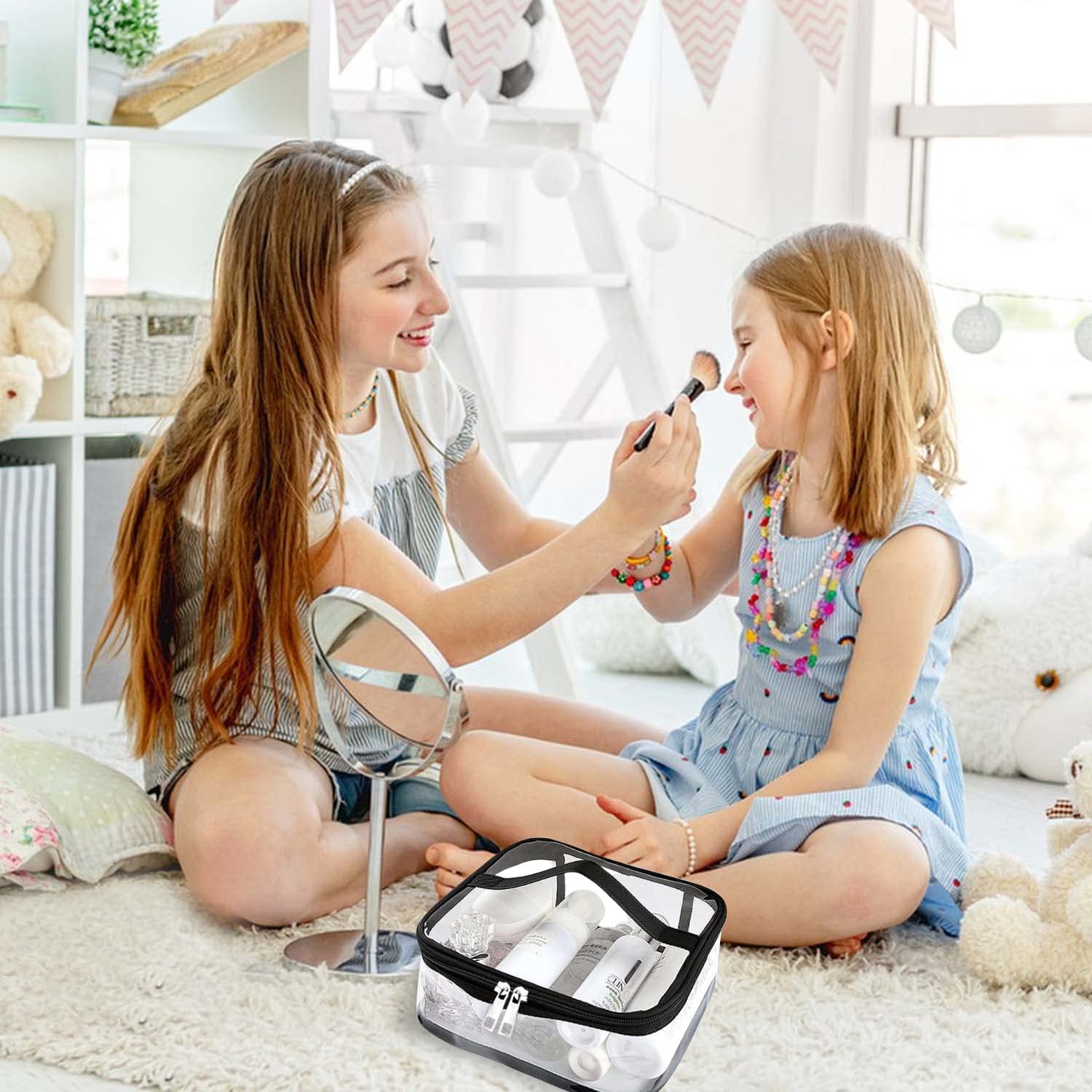 Neceser Transparente Impermeable de PVC, 2 Piezas, Bolsa de Liquidos Grande para Viaje en Avion, Adecuada para Cosméticos y Artículos de Tocador