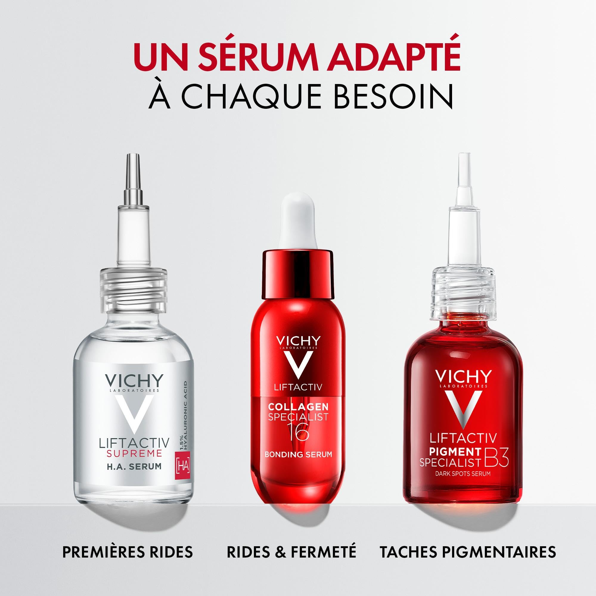 Vichy, Liftactiv Collagen Specialist 16, Crème de Jour Anti-Âge 50 ml & Sérum Visage Reconstituant Booster de Collagènes 30 ml, Anti-Rodes, Peau Raffermie, Lot de 2 Produits