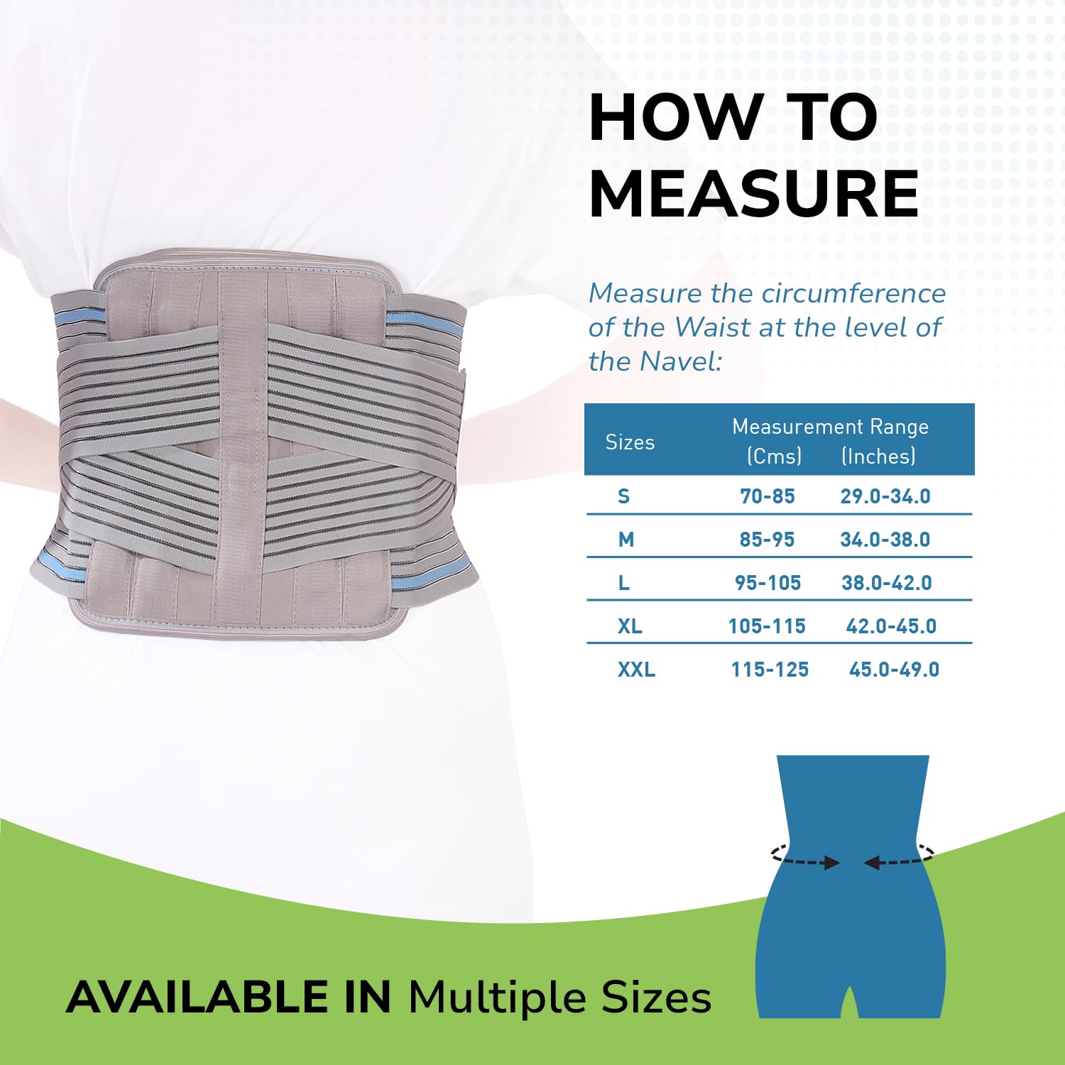 Everactiv Contoured Lumbo-Sacral Back Support Belt for Elderly | Rigid Spine Support with Aluminium Splints | Extra Soft Padding | Pain Relief for Chronic Low Back Pain & Posture Correction (Small) (29-34 inches) - Image 3 thumbnail