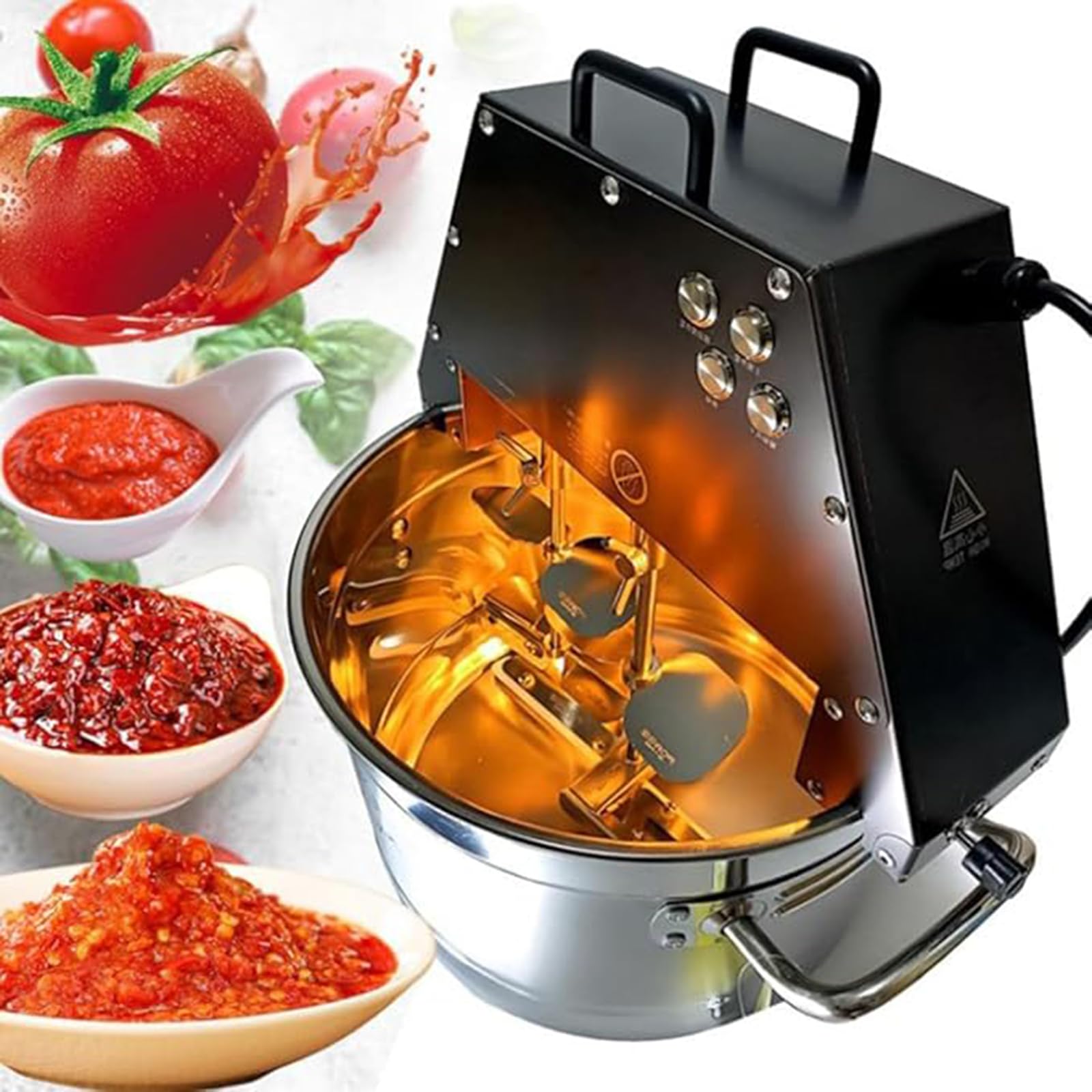 Commercial - Mezclador eléctrico de salsa de mermelada, agitador de doble paleta de 10 litros con ventilador y luz para mermelada, salsa, relleno, condimento