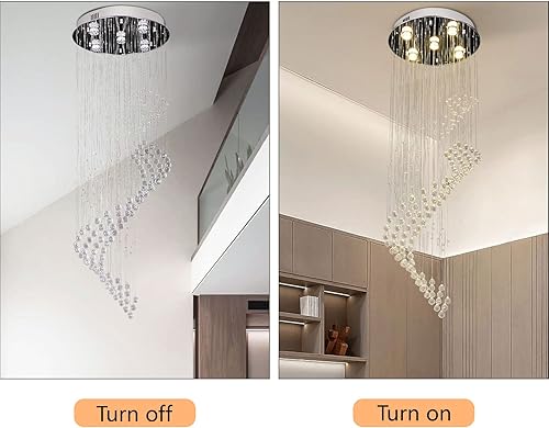 Miniatura 4 de OUKANING Moderno candelabro cuadrado de cristal con forma de gota de lluvia de montaje empotrado, lámpara colgante para comedor, baño, dormitorio,