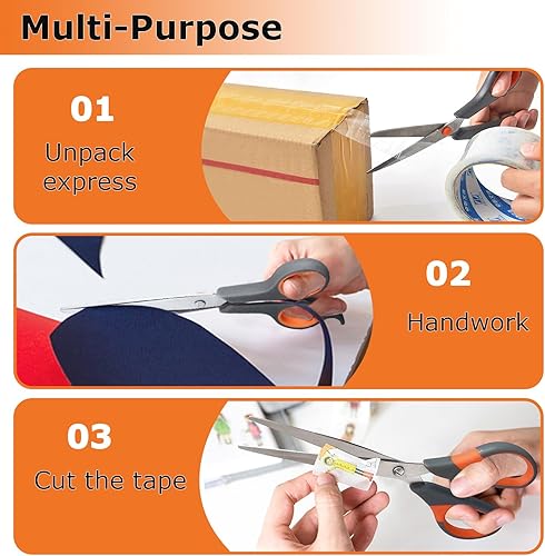 Miniatura 5 de KJLAND Paquete de 4 tijeras multiusos, juego de tijeras para manualidades ultra afiladas, mango de agarre suave, tijeras de tela multiusos para