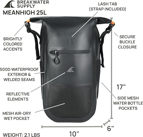 Miniatura 6 de Breakwater Supply Mochila impermeable Meanhigh Dry Bag de 25L y kit de primeros auxilios de supervivencia impermeable