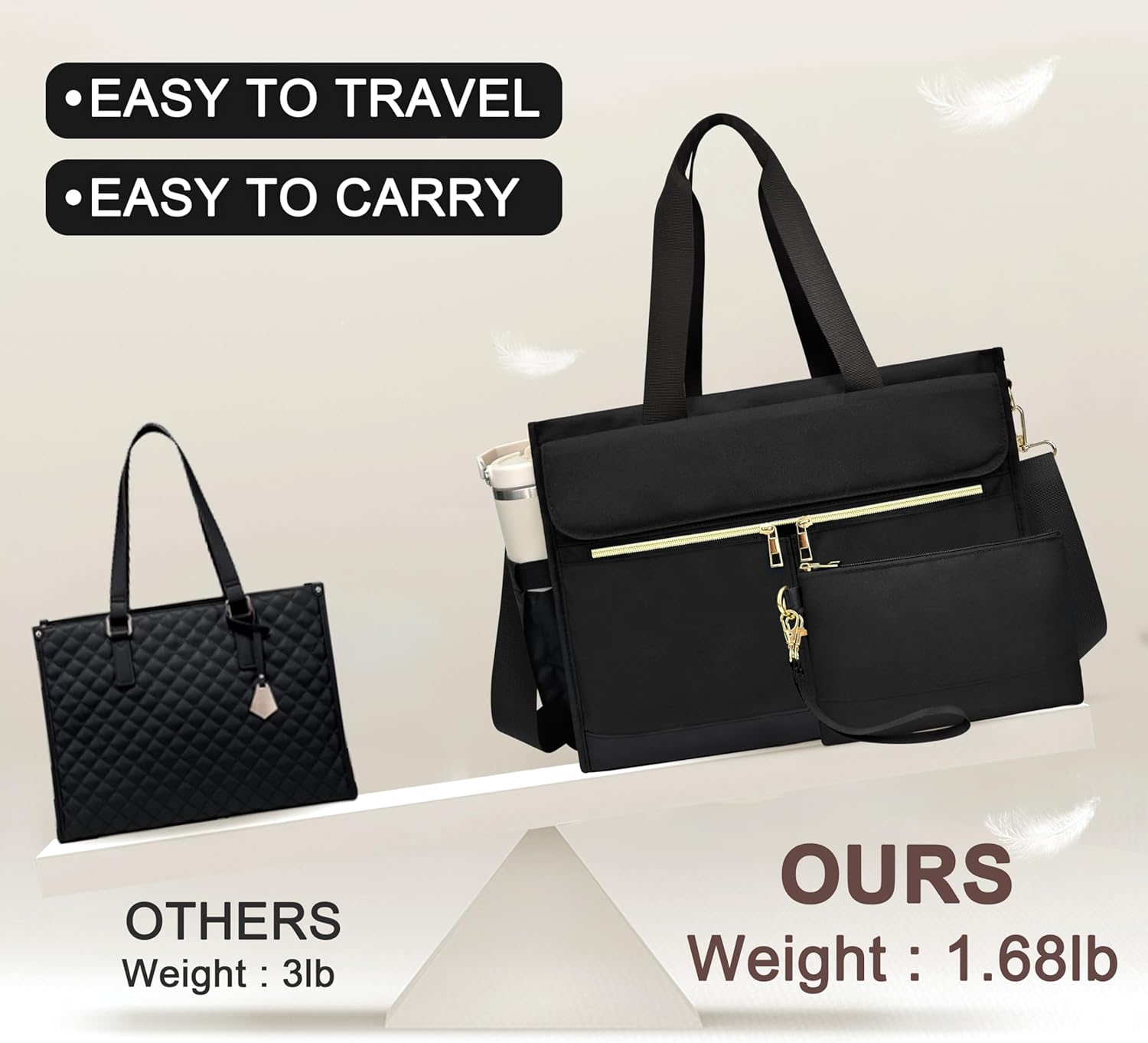 Laptop Bag for Women - 15.6 Inch Tote Work Bag with Compartments Nurse Teacher Bag Large Lightweight Office Handbag - Image 7