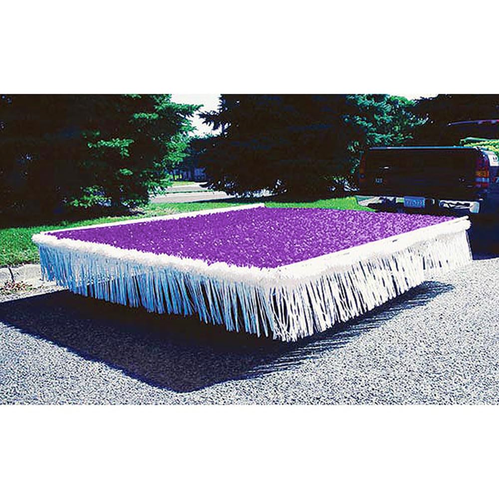 Anderson's Purple and White Vinyl Decoration Kit for Parade Float Trailers, Parade Float Supplies, Floral Sheeting, Twist, Fringe