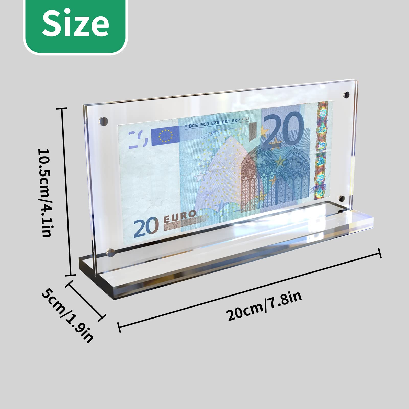 2 sztuki akrylowych banknotów do ekspozycji Euro Bill uchwyt na zdjęcia kolekcjonerów Clear Bill Frame Ticket Protector Stempel Akcesoria kolekcjonerskie