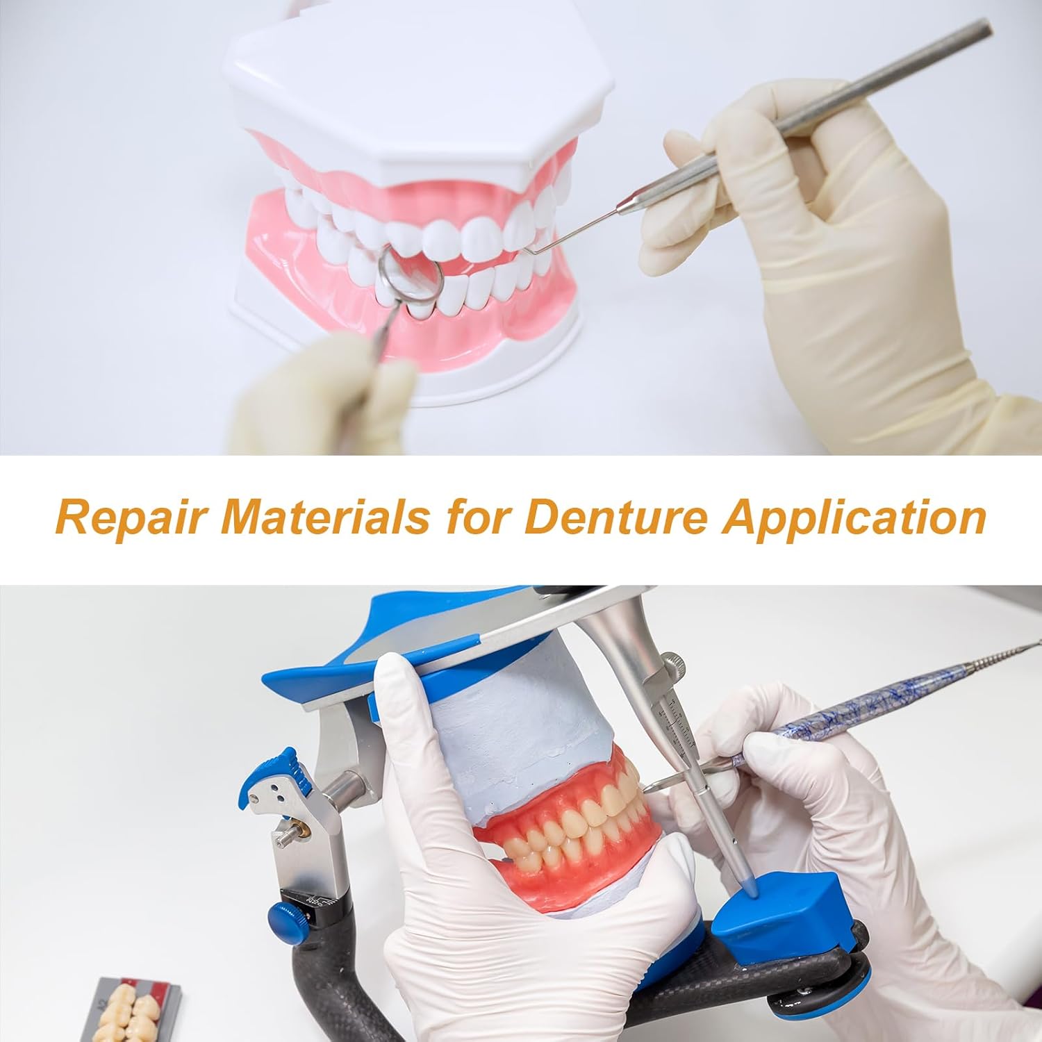 DIY Denture Kit - Full Set Fake Teeth for Top & Bottom | Functional Homemade Denture Combo | Fast Results​, Restore Your Confidence in Your Smile-Red