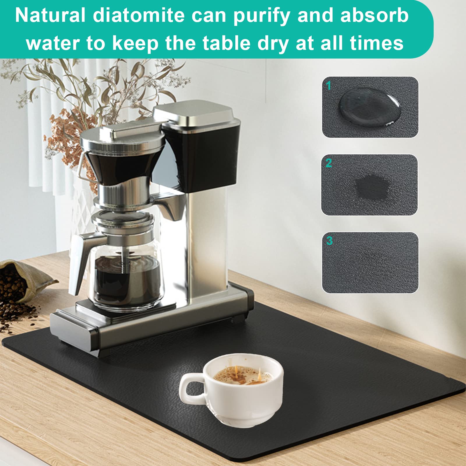 DAGORD Tappetino Scorrevole In Silicone Per Macchina Da Caffè - Nero, 44x28 Cm, Per Kitchenaid E De'Longhi - Foto 4