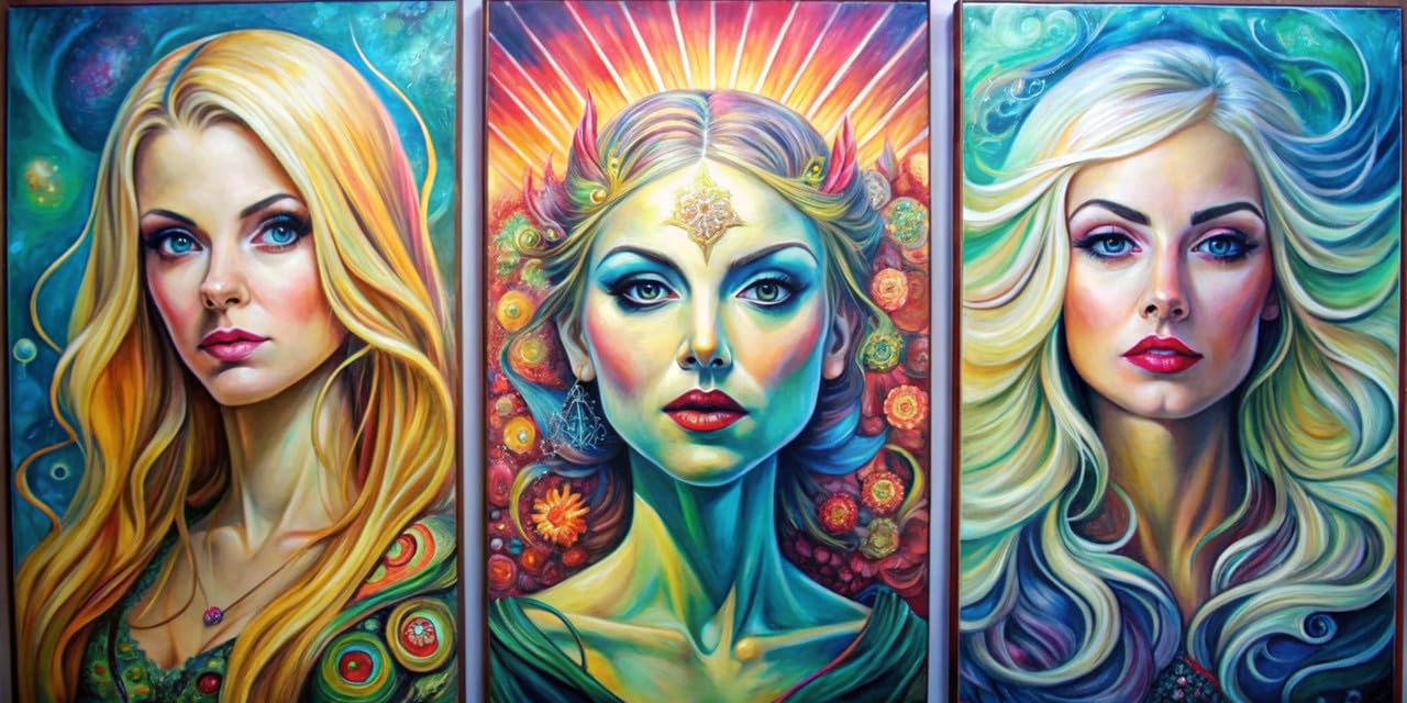 triptych painted by jesse jane - 3x A1 Poster - Triptych rolled in tubes BensArt Triptych set 3 Three Stretched Mounted Multi Panel Wall Art Classic Picture Arts Abstract Artwork Painting Print Canva