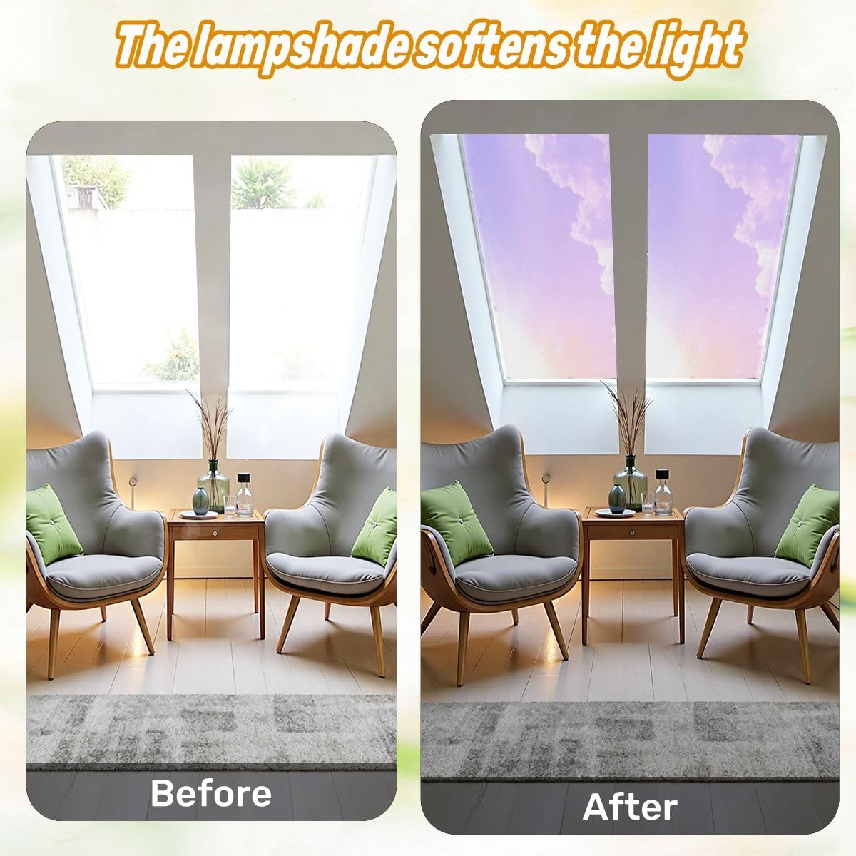 Fluorescent Light Covers for Ceiling Lights Soft Clouds Sky Gentle Pastel Gradients Easy to Install Magnetic Light Filter for Classroom Office Hospitals School Home Decor