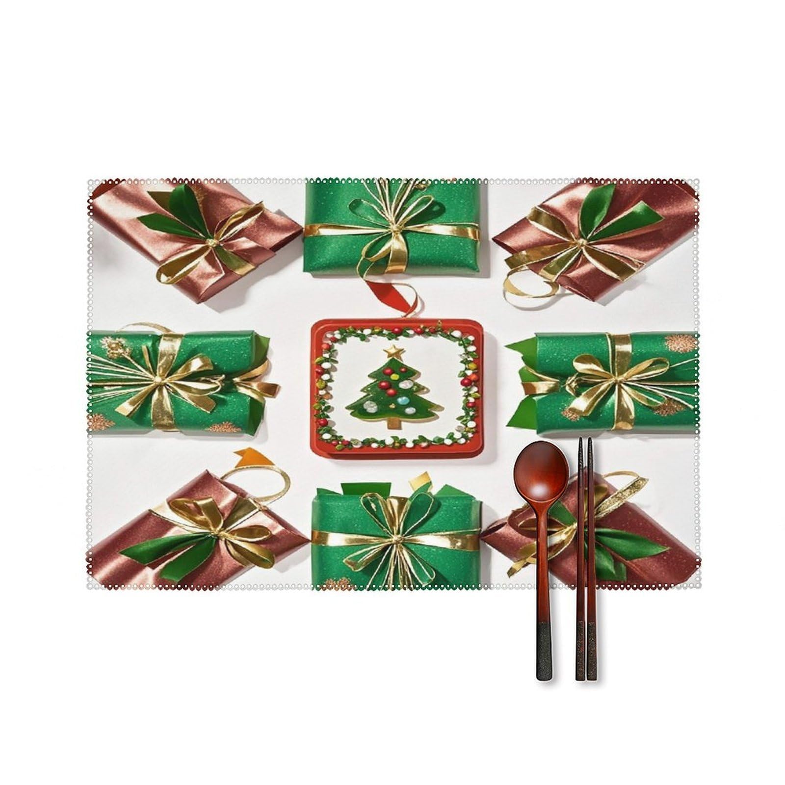 Wrapping Placemats Set of 6 Heat-Resistant Washable Place Mats Wipeable Kitchen Placemat Easy to Clean for Indoor Outdoor Party Kitchen Decoration