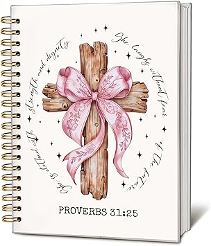 Church Notes Bible Journal for Women, Proverbs 31 Christian Gifts for Women Girls, Coquette Pink Bow Christian Spiral Notebook for Note Taking,Bible Study Supplies Journal, 5.5 x 8.3