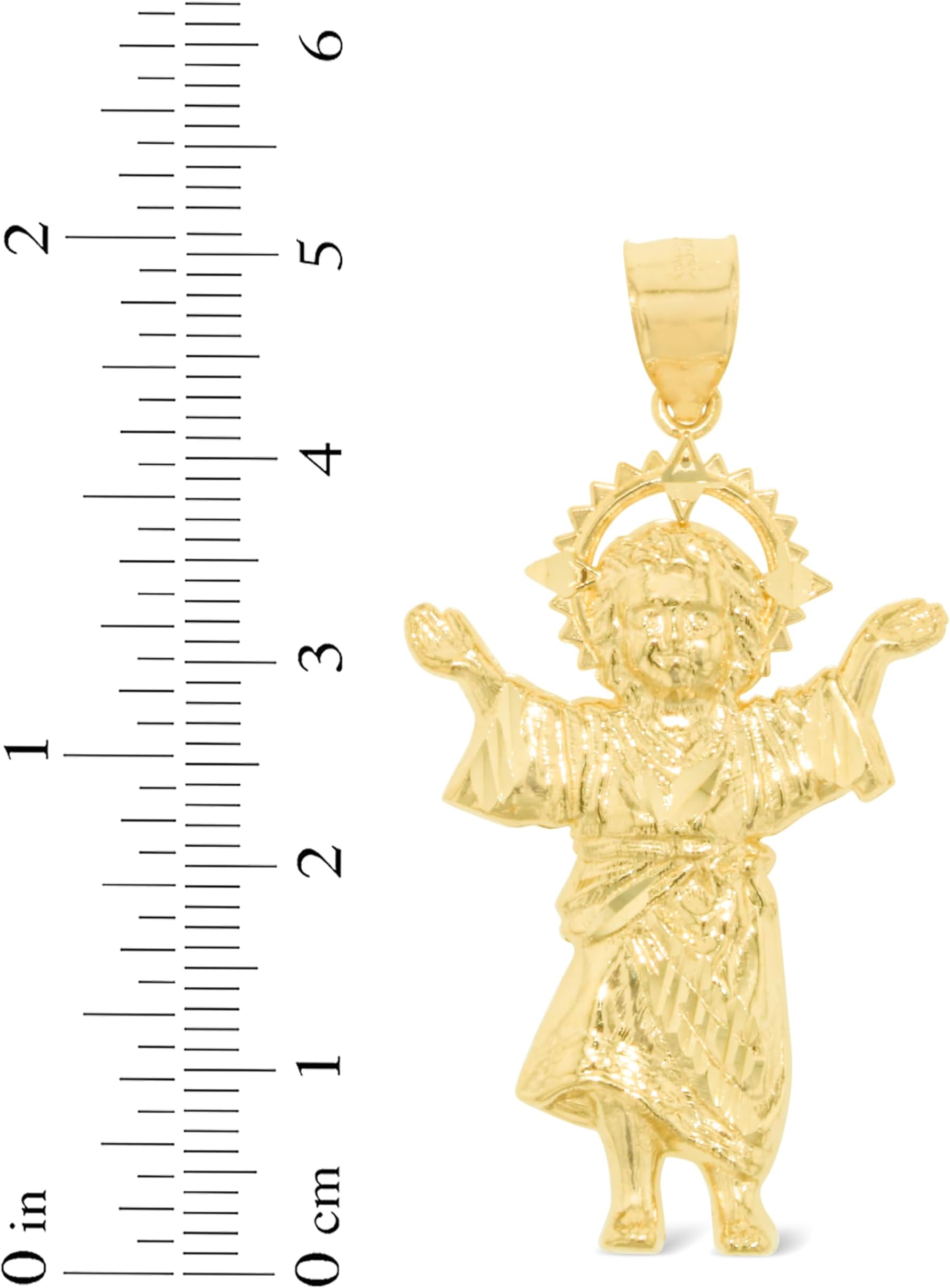 Ciondolo Charm Floreo Oro Giallo 10k Bambino Gesù Divino Ni�o - Foto 6 di 12