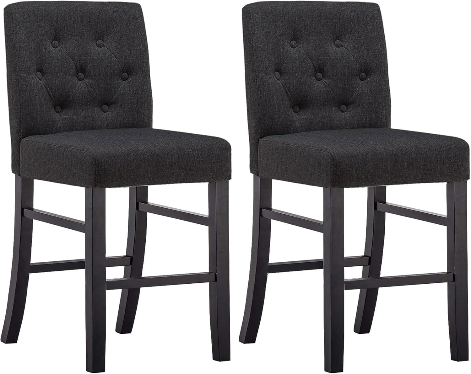 YEEFY 24" Counter Height Bar Stools Set of 2 & 4 for Kitchen Island Fabric Barstools Upholstered Button Tufted Bar Height Bar Stool Chair with Back &