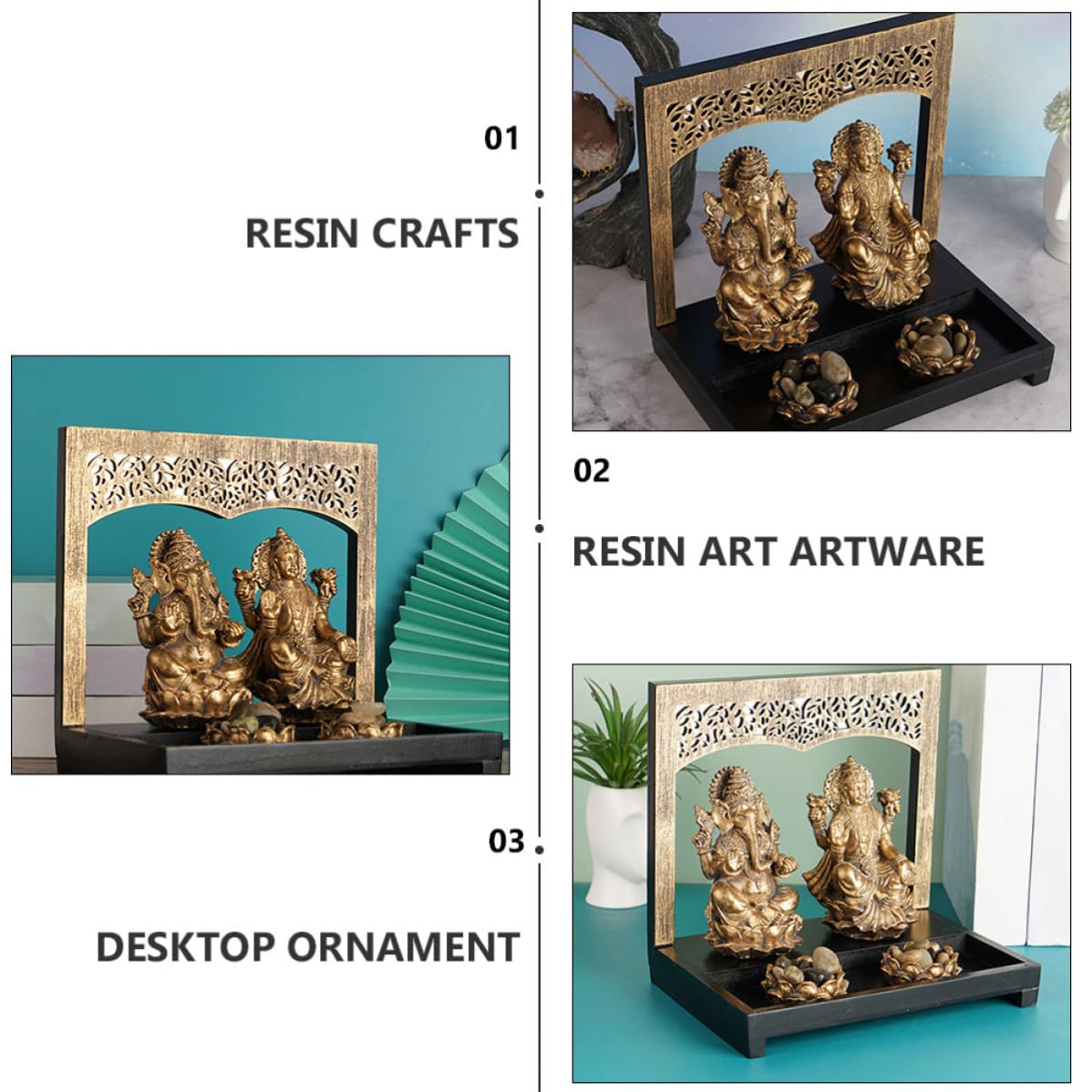 NUOBESTY Estatua Budista Figura Decorativa Elegante de Resina Dorada Adorno Moderno de Buda para Meditación y Relajación para Decoración de Hogar y Oficina