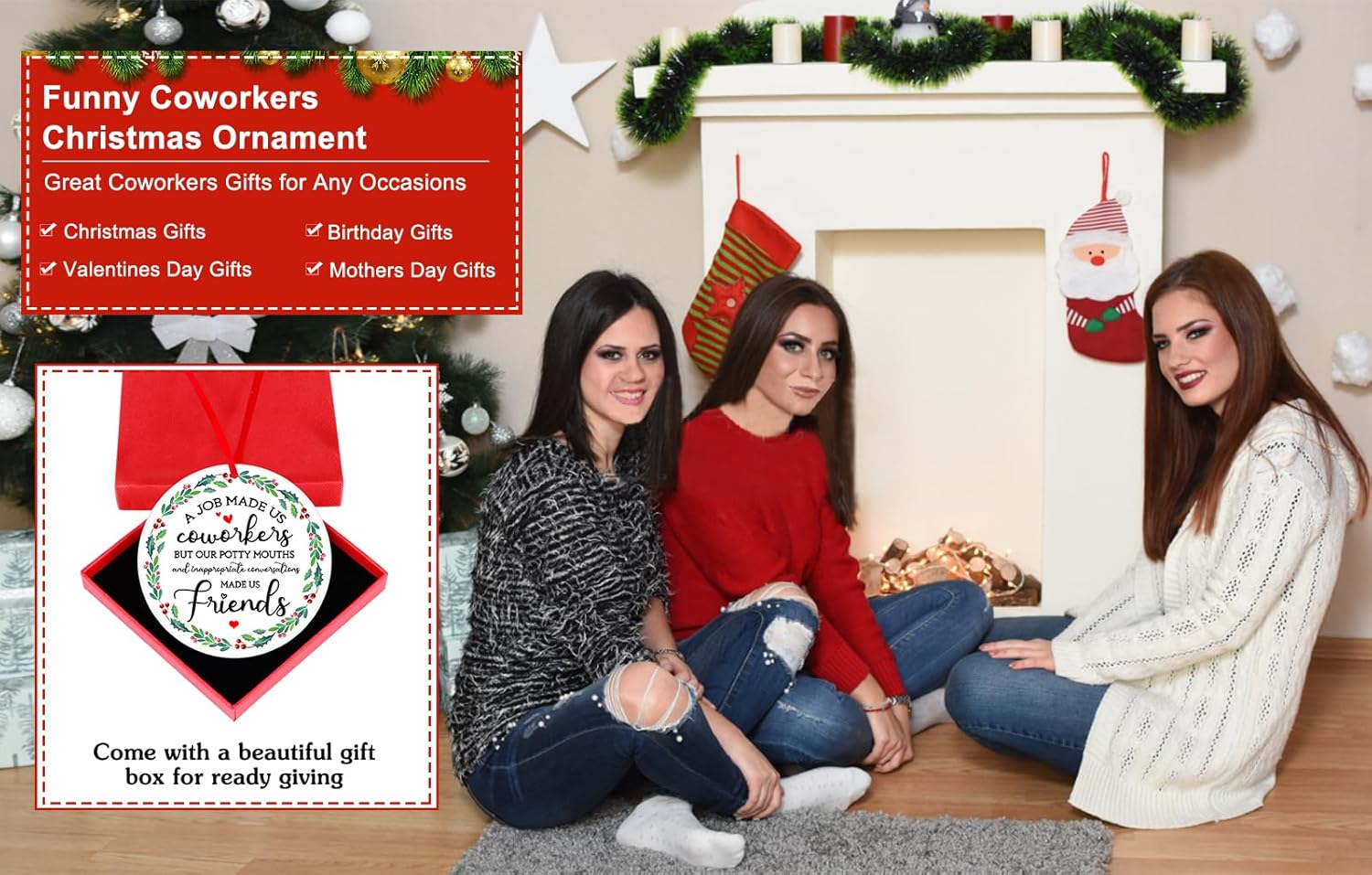 WhatSign Christmas Ornament Gifts for Coworkers - Acrylic Work Bestie Friendship Ornament for Women Friend Female Coworker Friendship Work Bestie Gifts for Women - Image 6