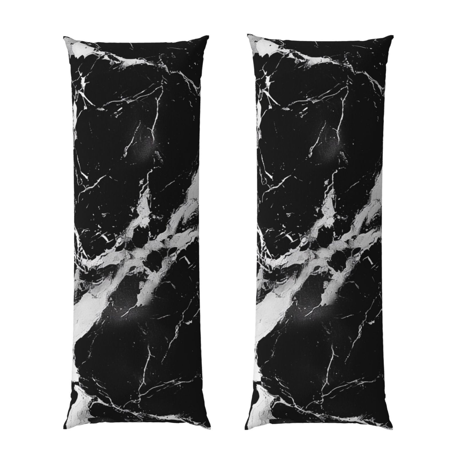Body Pillow Cover 20x54 Inch, Black and White Marble Print Long Lumbar Pillow Case with Zipper Long Body Pillowcase Decorative for Bed Sofa Bedroom