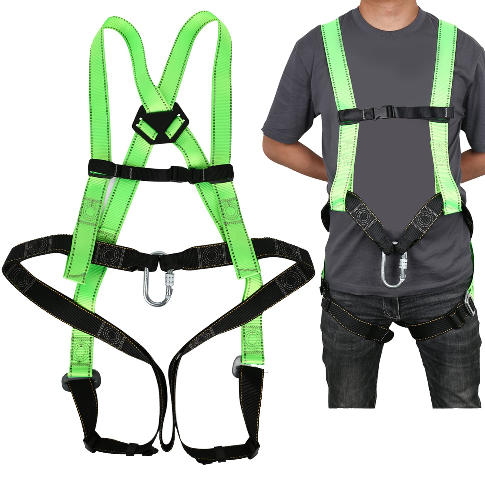 Fallschutz Auffanggurt,Sicherheitsgurt mit Karabiner Absturzsicherungsgerät für Arbeiten in der Höhe -EN 353/361 - bis 100 kg