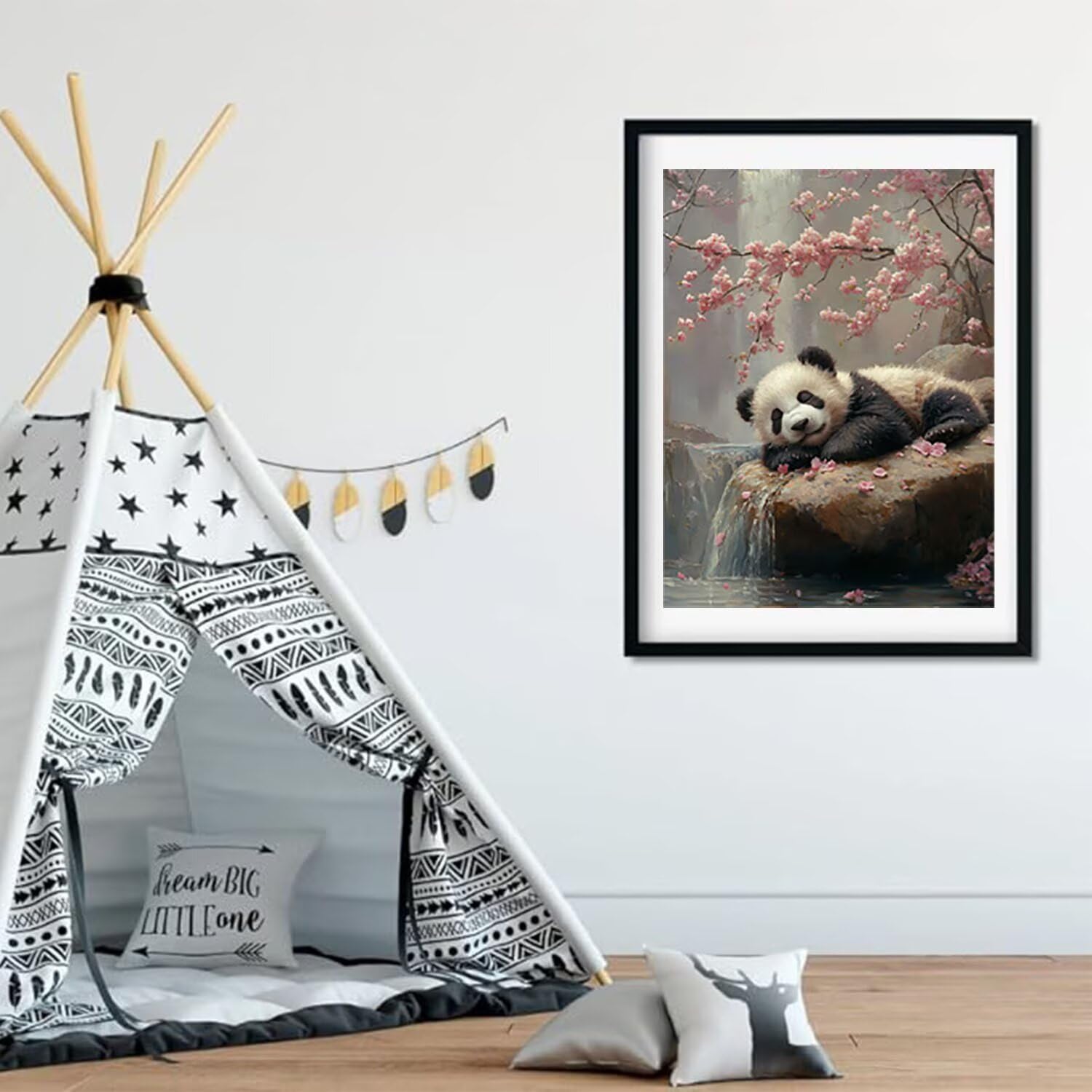 Dipingere con i Numeri Adulti, Fiori di ciliegio Panda Quadri da Dipingere Numerati, Kit Pittura Acrilica DIY Bambini, Hobby Creativi Adulti,Dipinto a Mano Kit Pittura Olio 70x90cm Senza Cornice T-931