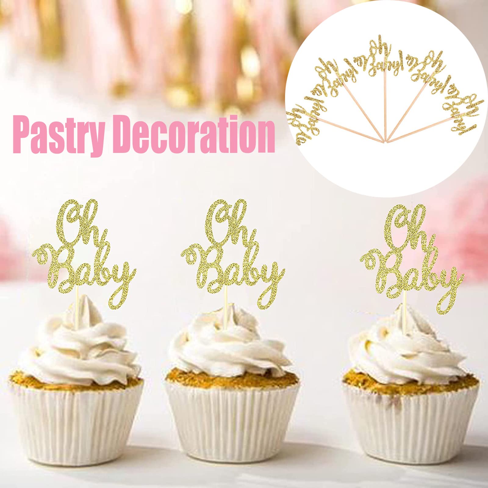 24 Toppers Per Cupcake Glitter Oro - Decorazioni Compleanno Numero 1 - Foto 4