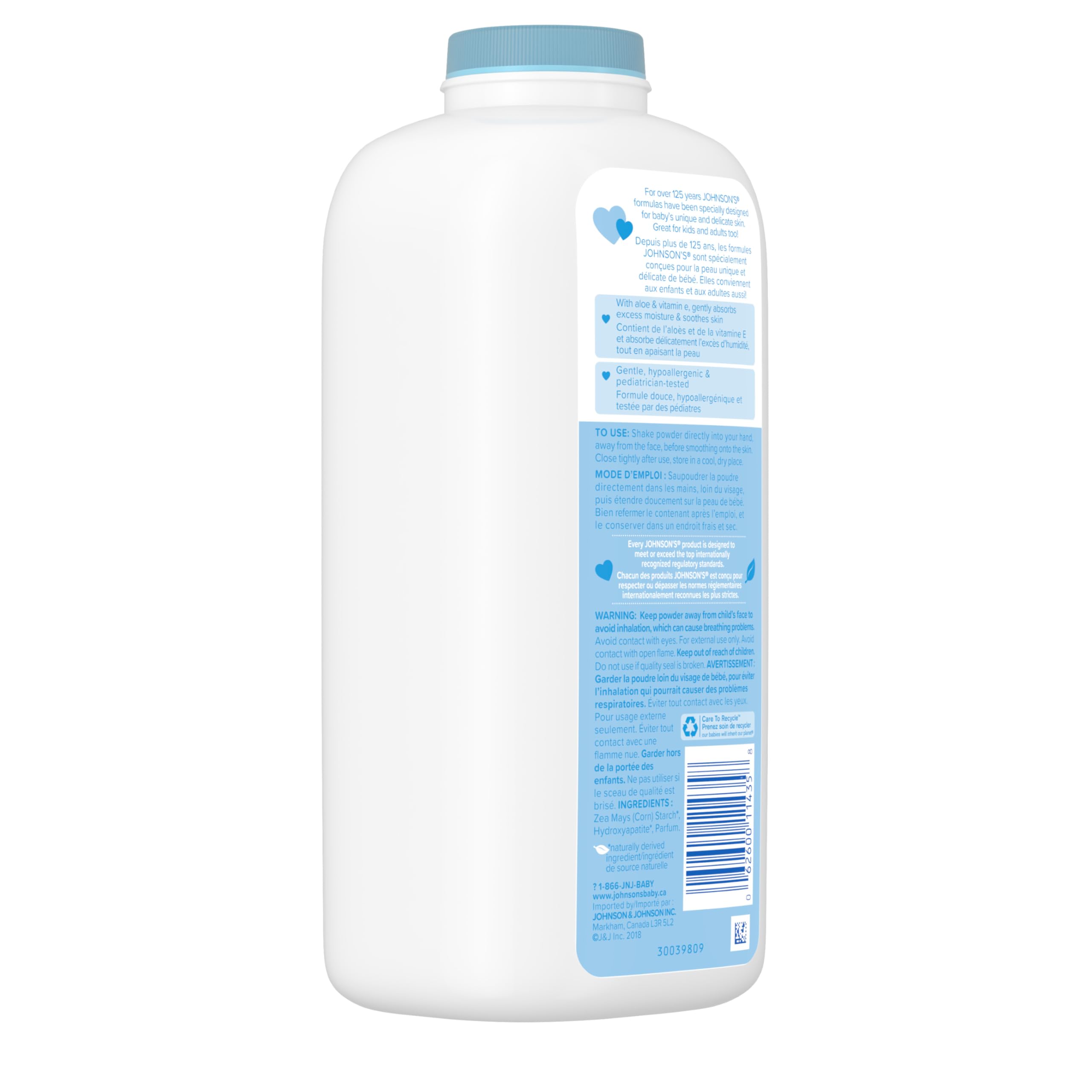 Johnson's Baby Powder, Naturally Derived Cornstarch with Aloe & Vitamin E for Delicate Skin, Hypoallergenic and Free of Parabens, Phthalates, and Dyes for Gentle Baby Skin Care 623g - 5