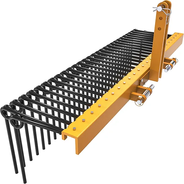 YINTATECH 72" Steel Pine Straw Rake 32 Durable Springs Landscape Tractor Rake Attachments Powder Coated 3 Point Quick Hitch for Tractor Cat1 to Collect Leaves,Pine Needle for Driveway,Garden,Yard,Lawn