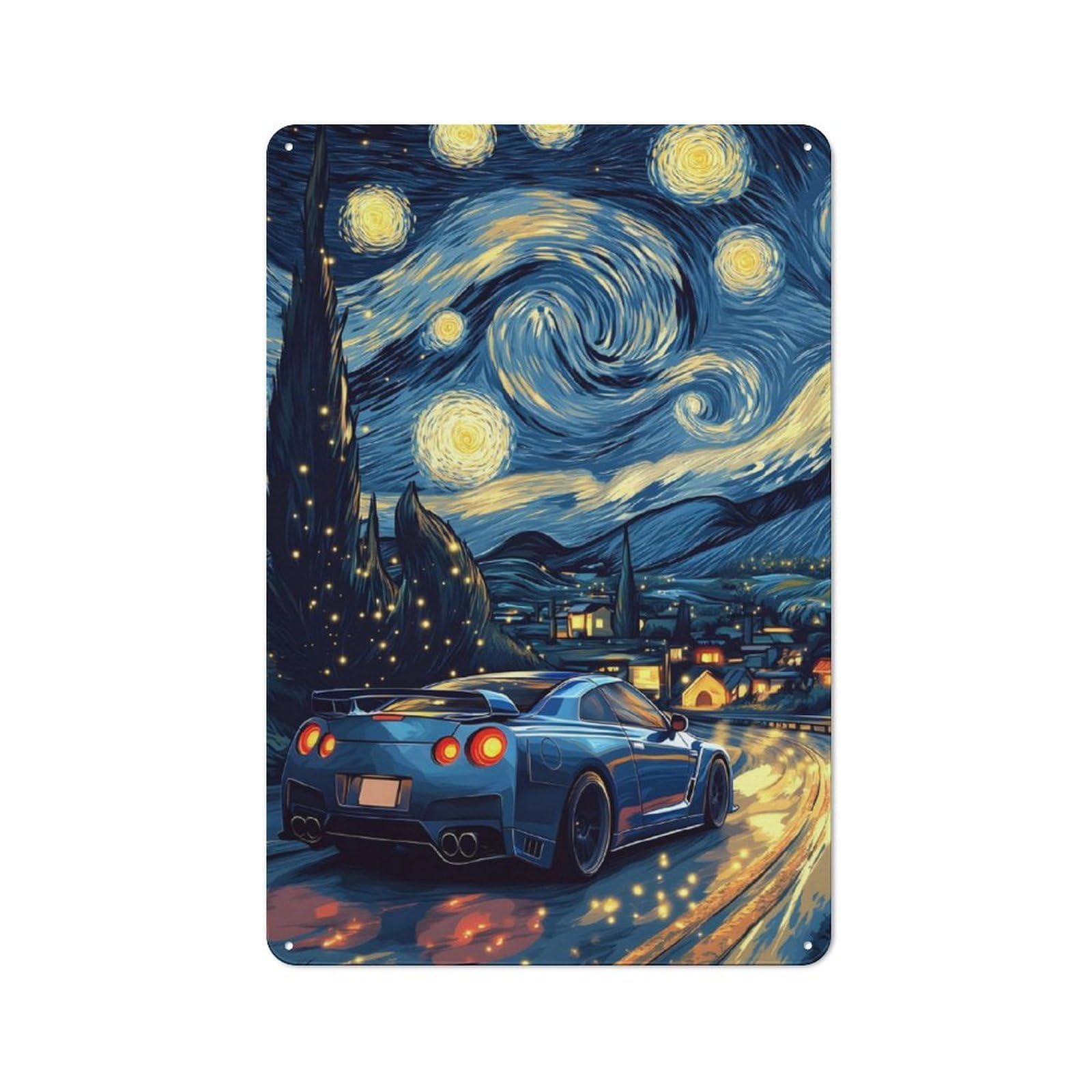 Junmoney Starry Night R35 Shed Metal Sign With Design 30X20cm, Vintage Porch Wall Decor For Patio Bar, Workshop, Shed Or Kitchen