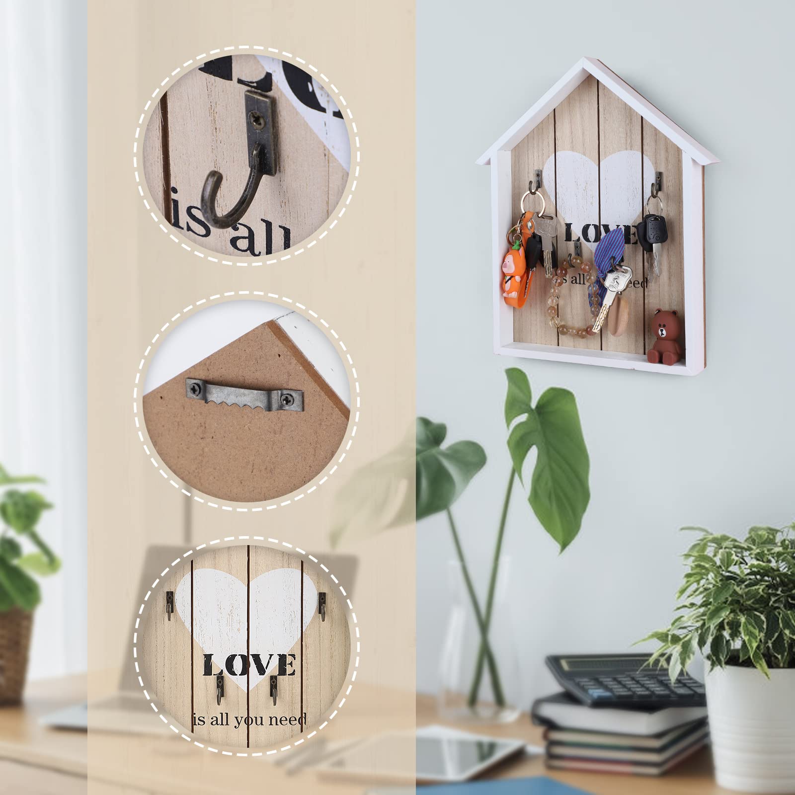 Schlüsselbox Holz - Schlüsselbrett Mit 6 Haken Für Flur & Eingang | YYTECH