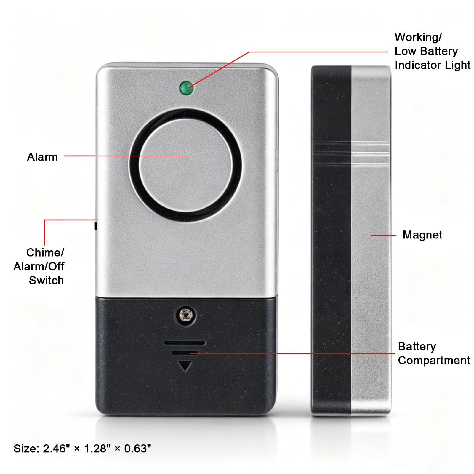 Alarmas para puerta y ventana (120 DB, con imán blanco)