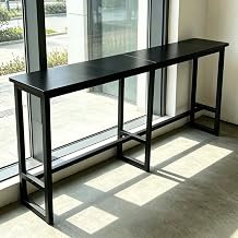 41 Inch Narrow Bar Table with Solid Wood Top - Tall Counter Height Dining Bar Table on Metal Frame, Saving Pub Table for Kitchen,Living Room,Behind Couch or Coffee ShopChair Not Included
