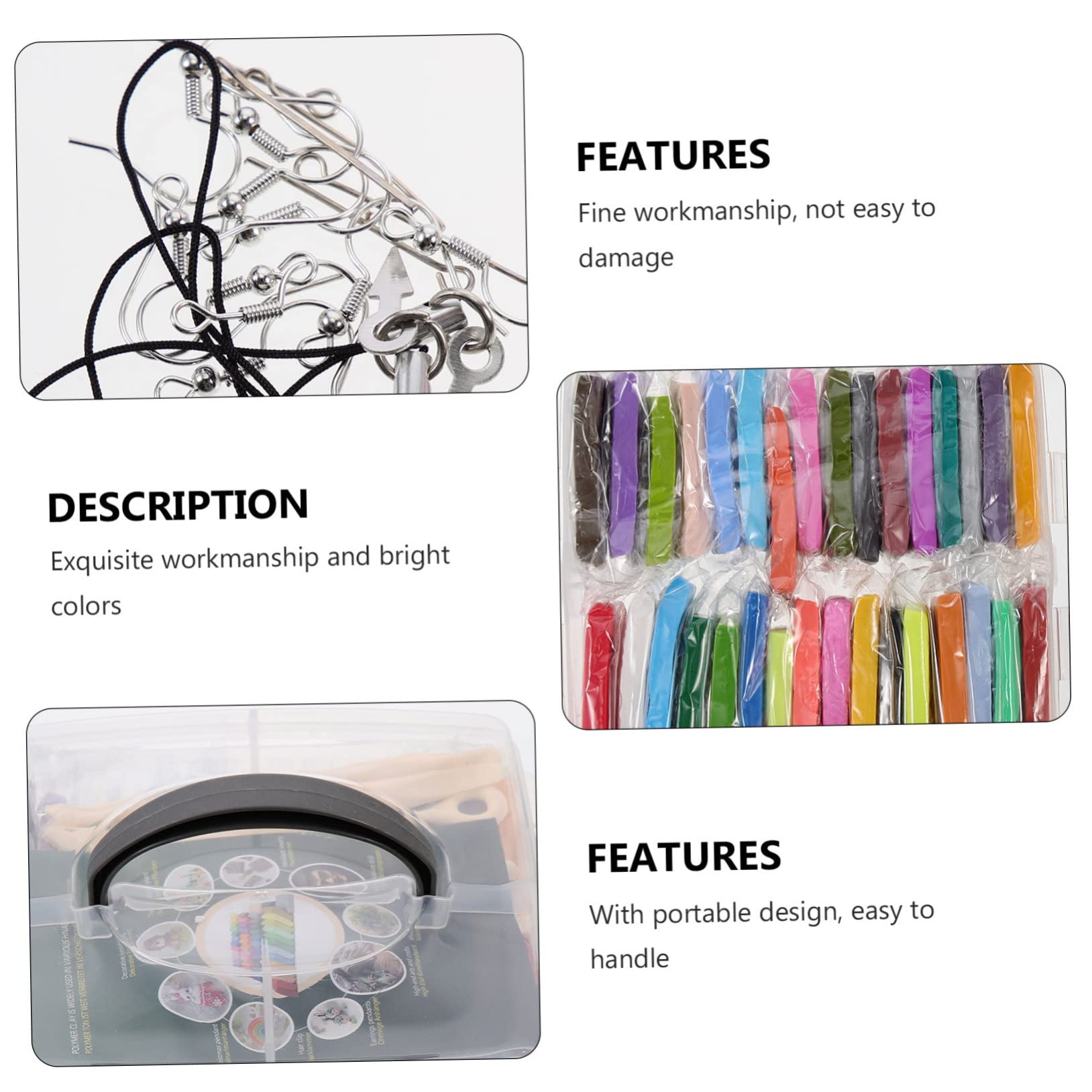 OSALADI Handmade Clay Craft Kit 100g Oven Bake Clay 50pcs Sculpting Tools for Earring Keychain Phone Strap Making