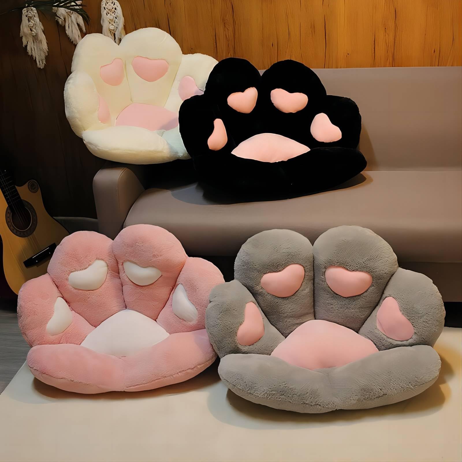Ditucu Poduszka z kocią łapą, kawaii, poduszki na krzesło, 79 x 70 cm, urocze rzeczy, poduszka do siedzenia, w kształcie serca, wygodna leniwa sofa, poduszka podłogowa do biura, na krzesła do gier,