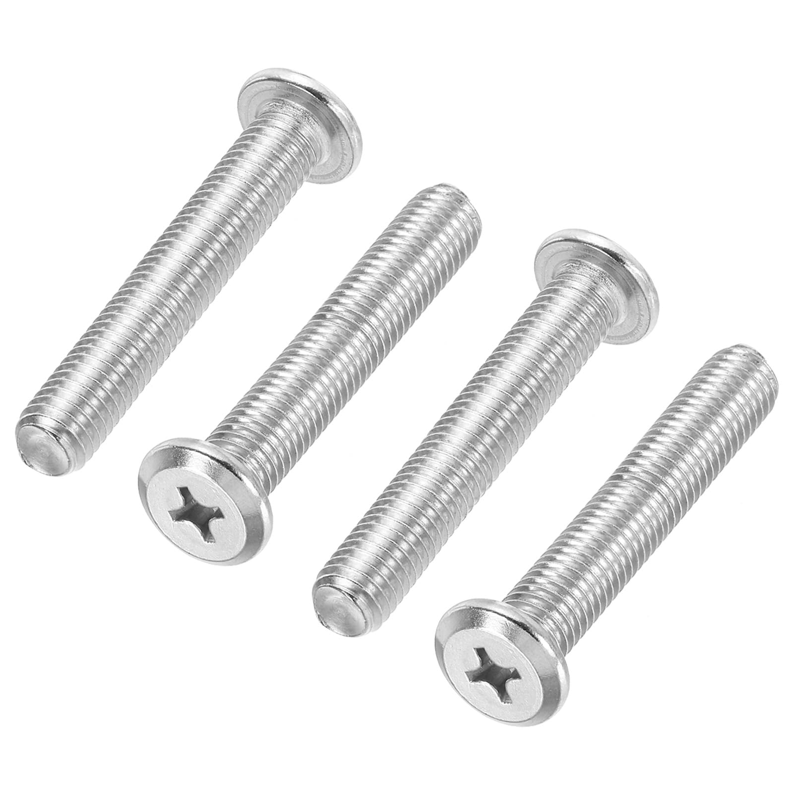 PATIKIL Flat Round Head Phillips Screws, 4 Pack M10-1.5 x 60mm Binding Screws 304 Stainless Steel 18-8 Full Thread