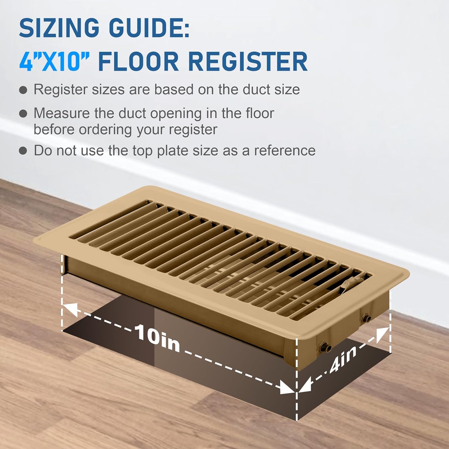 6 Pack Floor Vents Floor Registers 4x10 inch, Heavy Duty Floor Air Vent Covers for Home Floor Sidewall, Rust Proof Finish Registers Grilles & Vents(Brown)