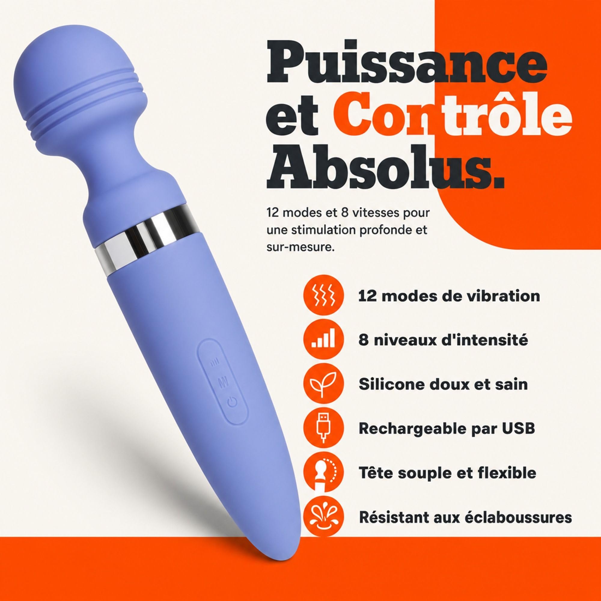 Sinful Vibromasseur Clitoridien Magic Wand Vibro Rechargeable