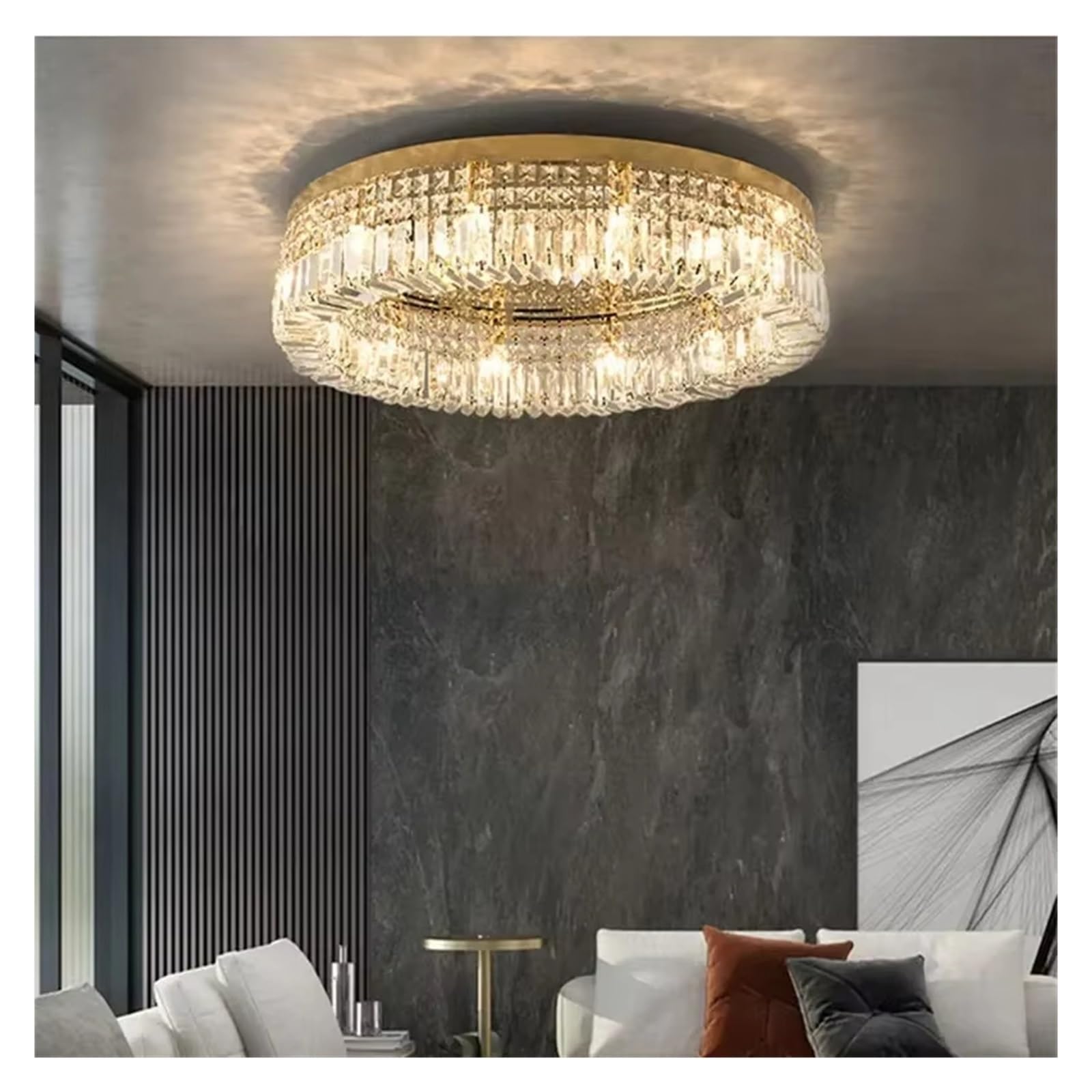 KLXSIVU Modern Gold LED Pendant Light - Luxury Crystal Ceiling Chandelier for Living Room, Bedroom, Hotel, Hall Elegant Indoor Decor Lighting Fixture