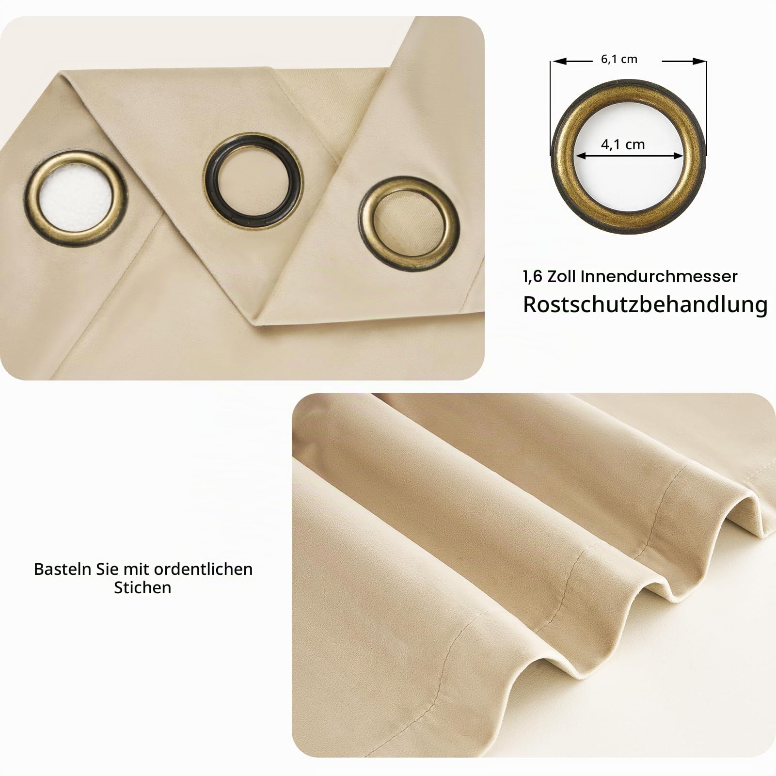 Topfinel Vorhänge Beige 2er Set 140x240cm, Blickdichte Vorhang Samt Ösen für Deko Schlafzimmer Wohnzimmer, Weich Samtvorhang Verdunkelung Velvet Curtains, Verdunkelung Samt Gardinen Blickdicht