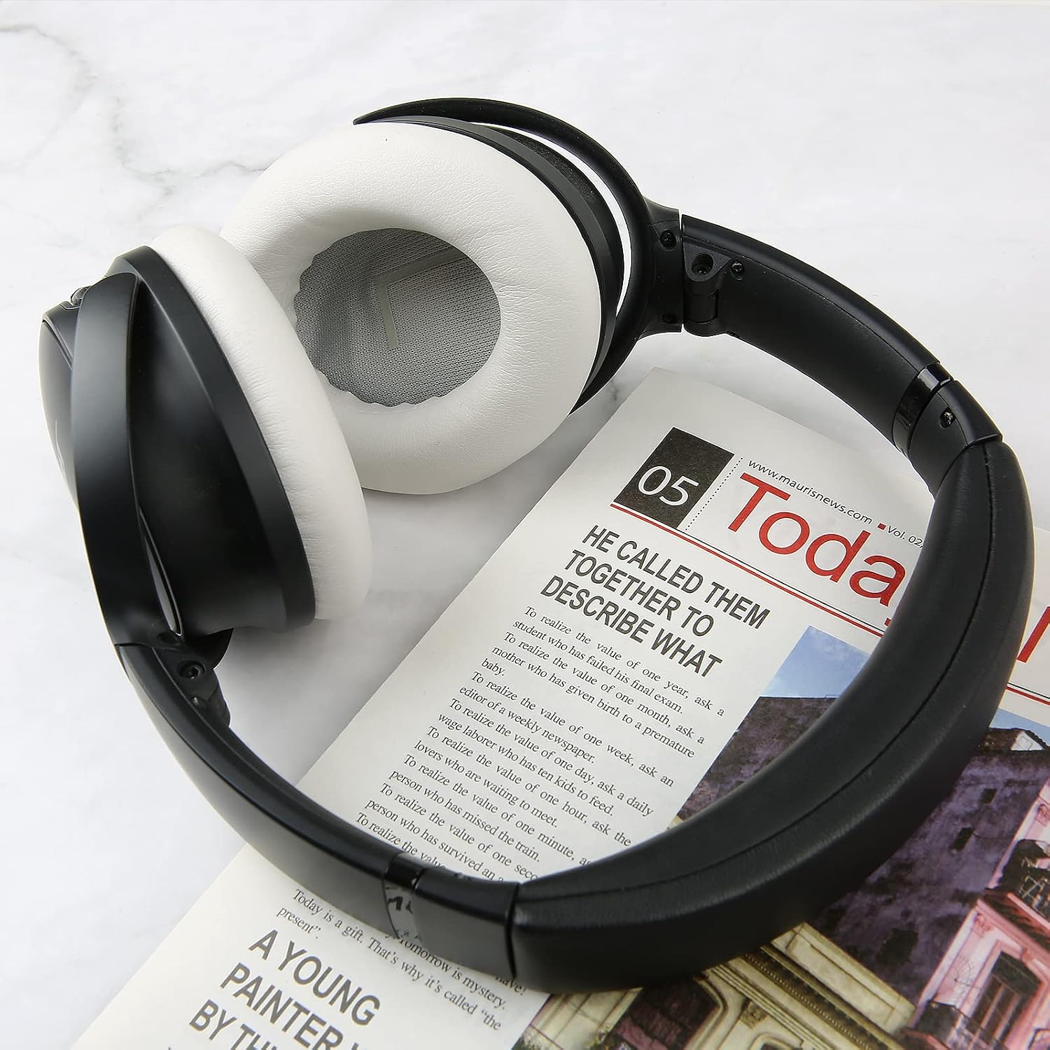 Earpads for Bose QuietComfort 45 QC45 QC35 ii QC35 Professional Ear Pads Headphones Ear Cushions Replacement with Noise Isolation Memory Foam White