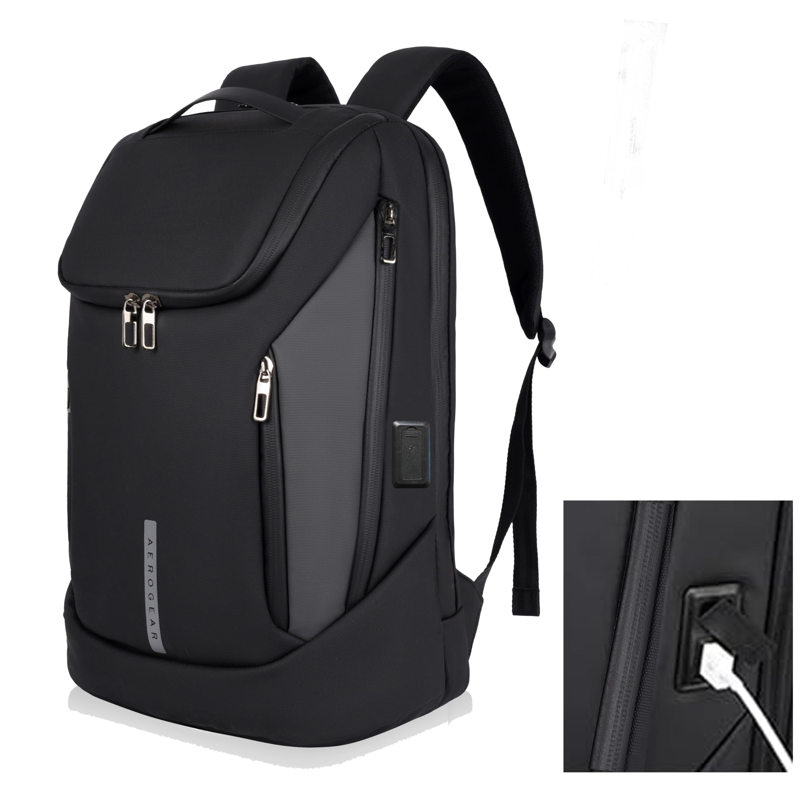 Laptop Backpack with USB Charging Port | Anti-Theft Office Bag for Men & Women | Hidden Pocket & Luggage Strap | Slim Business Travel Backpack | Fits 16 Inch Laptops-image-49