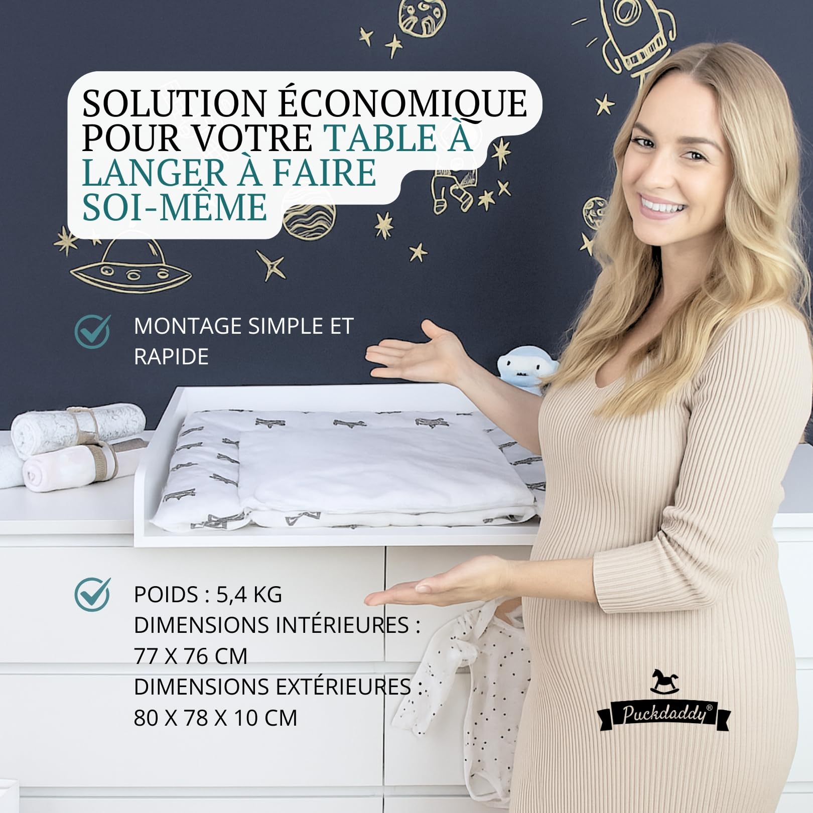 Puckdaddy Knut Changing Top Unit 90x75,5x10cm White For The IKEA Koppang - View #2